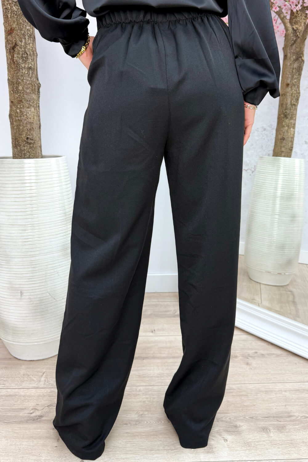 Gold detail pantalon - Zwart