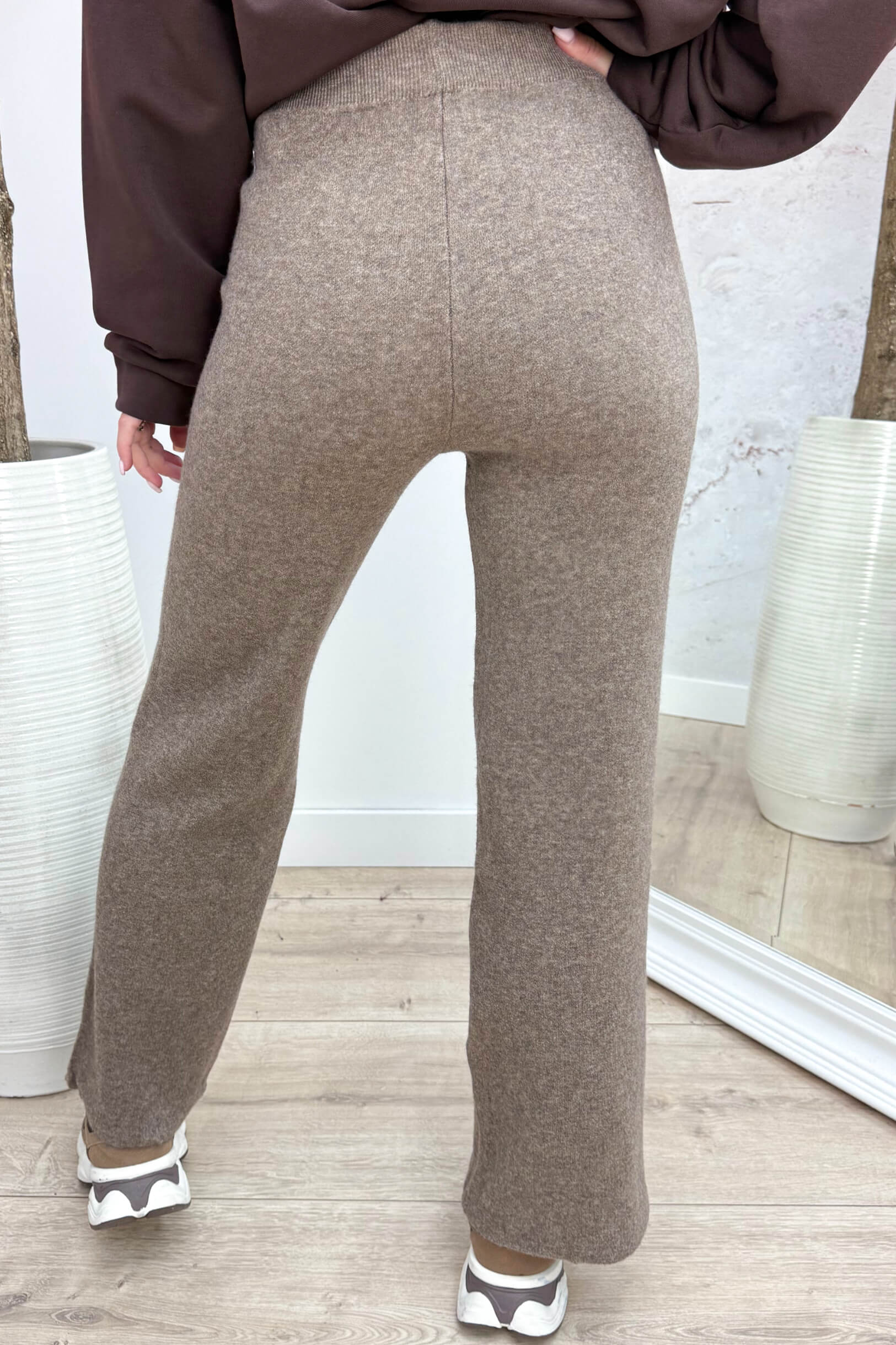 Ribbed comfy pants - Dk. taupe