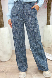 Girl in tweed lurex pants - Navy