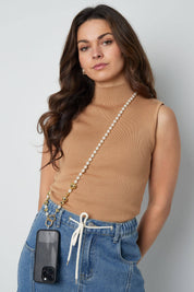 Pearly love phone cord - Wit