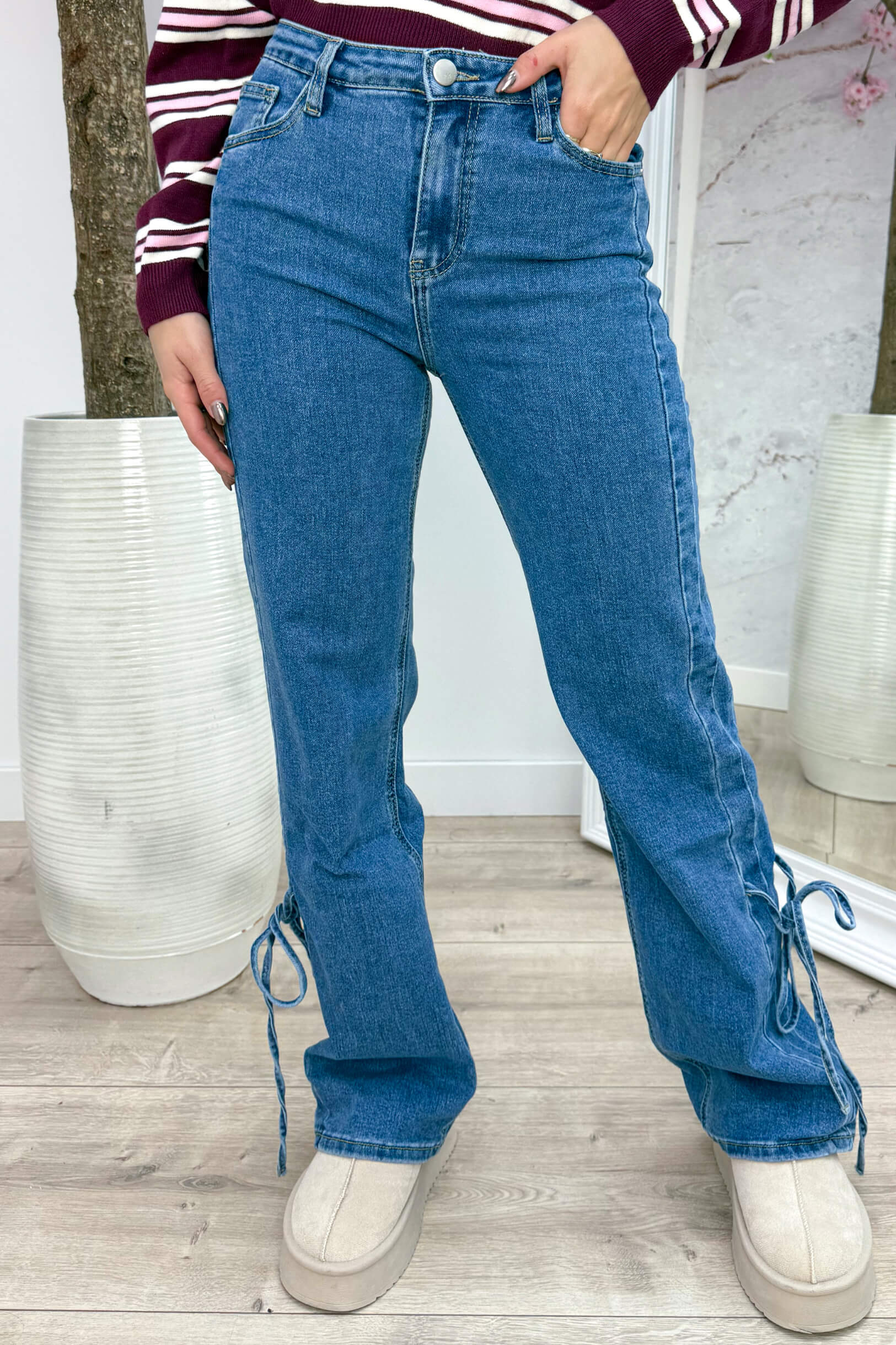 Wide leg bow jeans RD3223-1 - Jeans blue