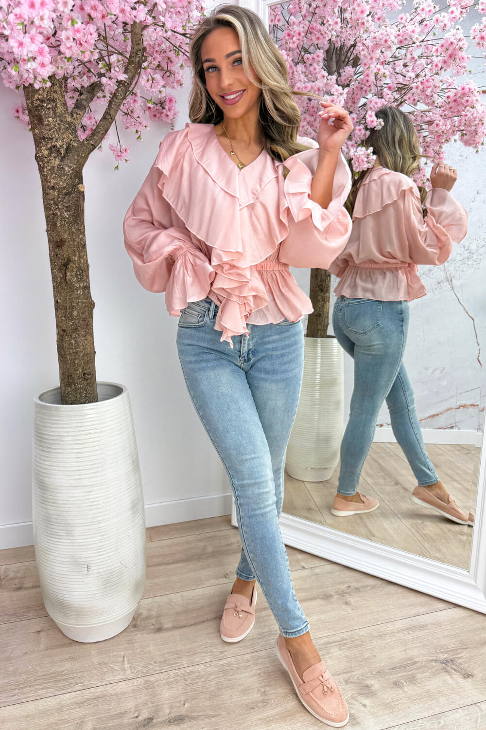 Cutie ruffle topje - Oud roze