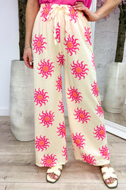 Sunny side flowy pants - Geel