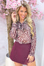 Zebra romance bow topje - Bordeaux