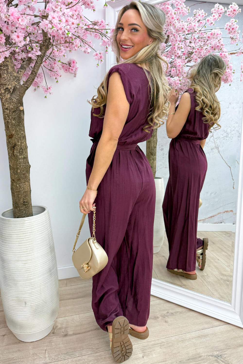 Waterfall statement jumpsuit - Bordeaux