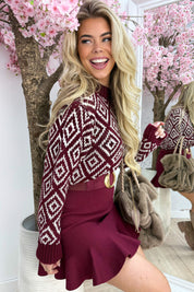 Aztec paillet trui - Bordeaux