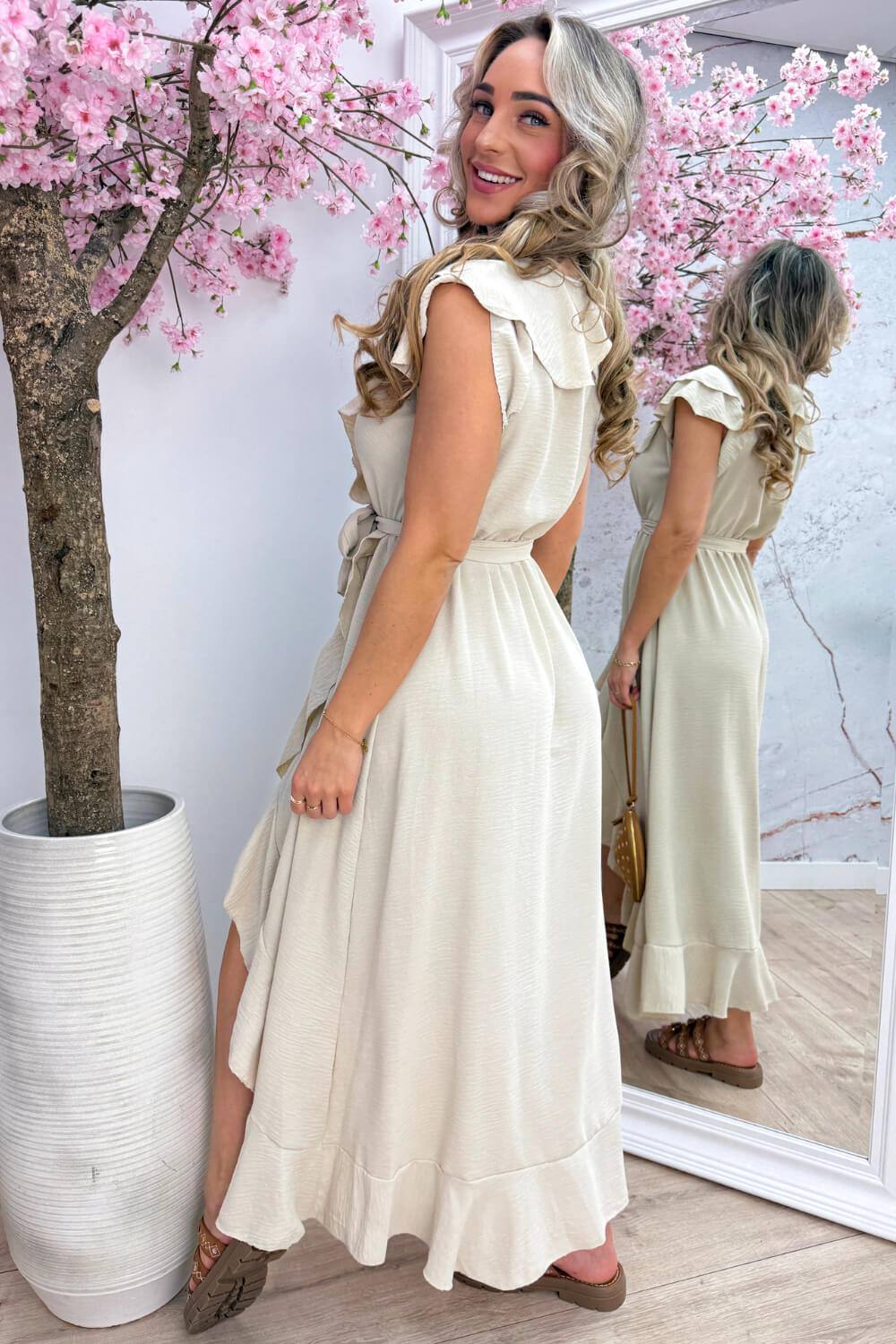 Havana ruffle maxi dress - Dk. beige