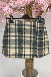 Fluffy fall checkered skort - Beige