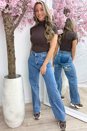 Basic turtle neck topje - Bruin