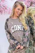 The cool girl club camo sweater - Taupe