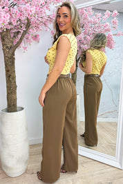 Polkadot mesh topje - Geel