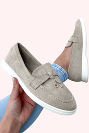 Suede look loafers - Taupe