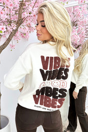 Teddy good vibes trui - Beige