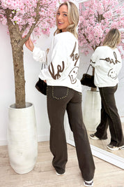 Be happy oversized sweater - Wit