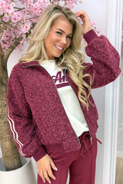 Striped vilt bomber - Bordeaux