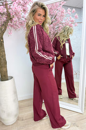 Striped vilt bomber - Bordeaux
