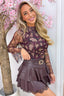 Leopard mesh topje - Bordeaux