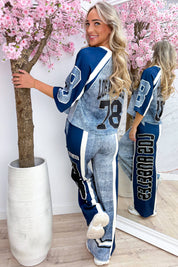 LA denim look comfy co-ord - Navy