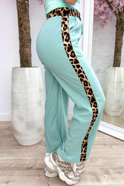 Leopard stripe comfy pants - Mint
