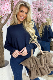 Basic ruffly trui - Navy