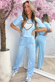 Inspired heart comfy co-ord - Sky blue
