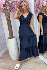 Malibu ruffle dress - Navy