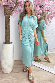 Draped bow dress - Dk. mint