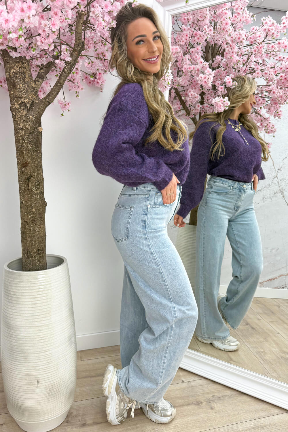 Little hearts trui - Dk. paars