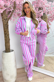 Striped denim jacket - Sky blue