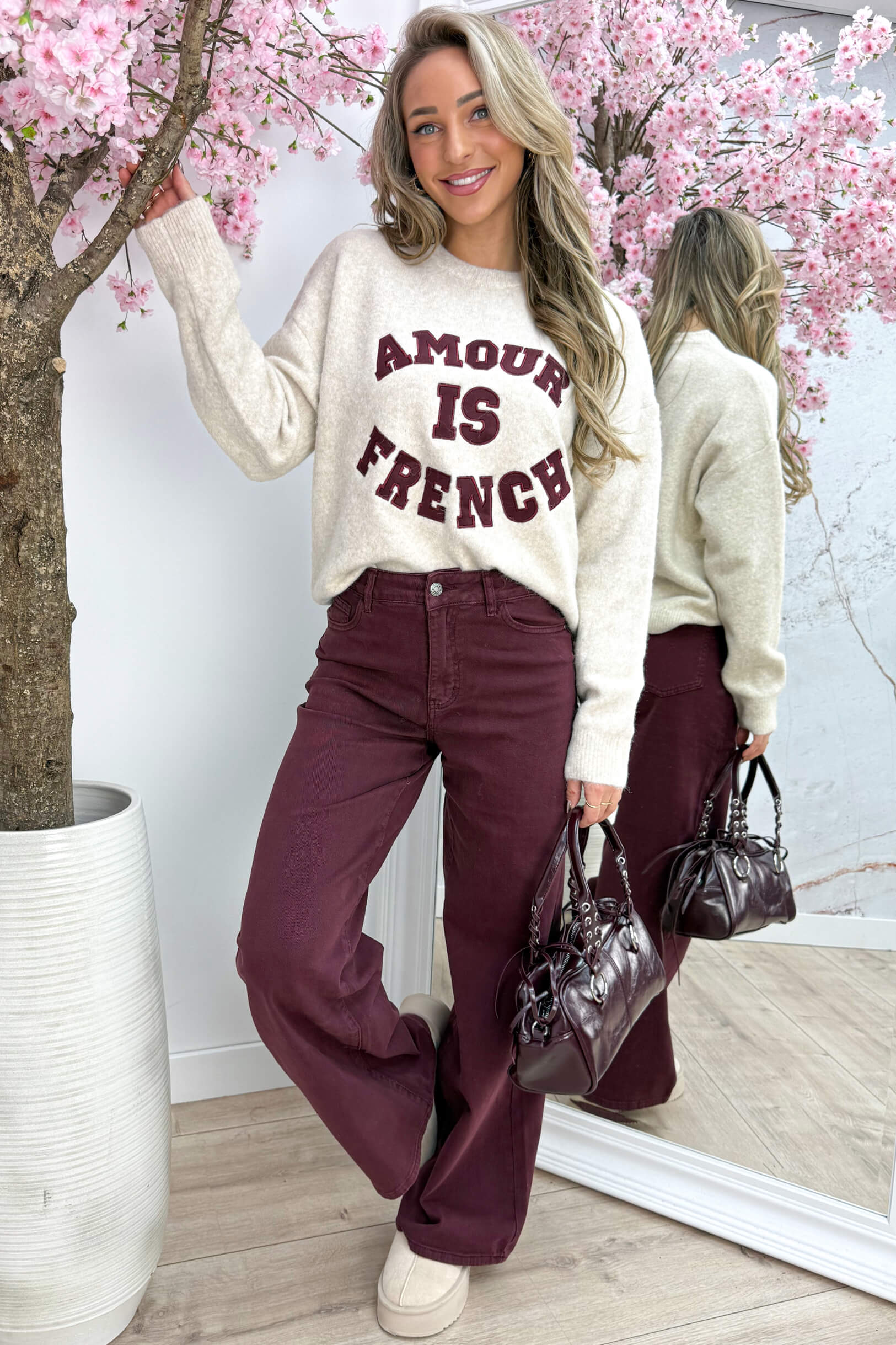 Wide leg jeans RD9091-7 - Bordeaux