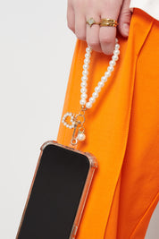 Loving pearl phone cord - Wit
