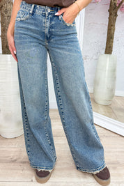 Adjustable wide leg jeans 2.0 (Queen Hearts) - Jeans blue