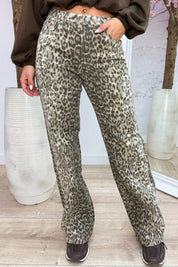 Untamed leopard wide leg jeans - Beige