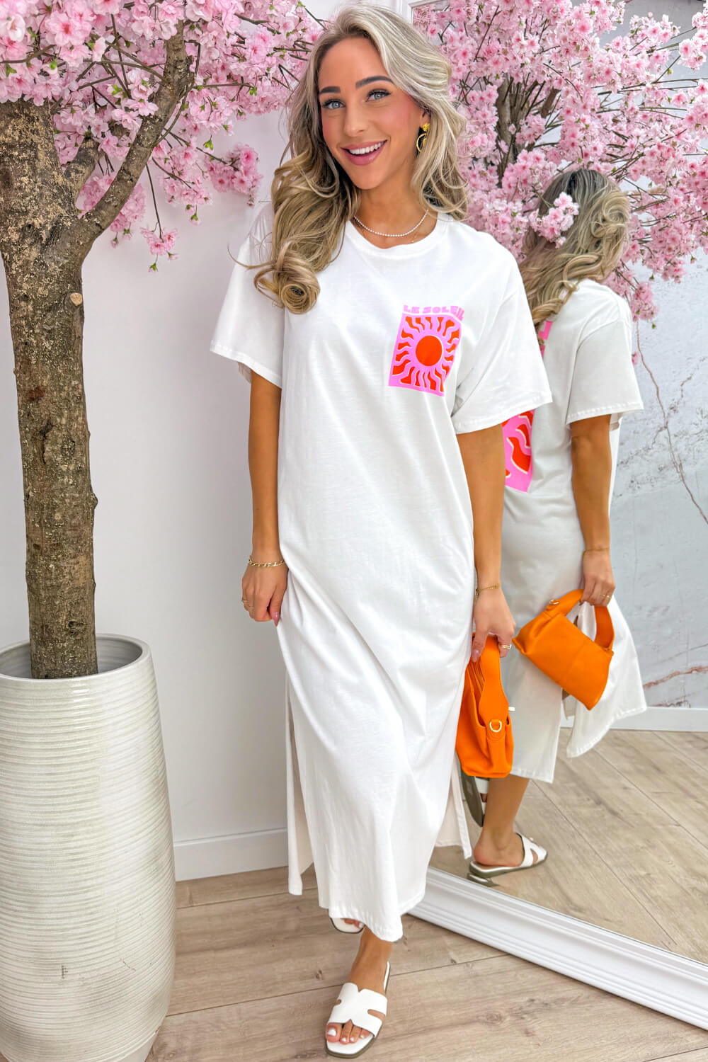 Le soleil T-shirt dress - Wit