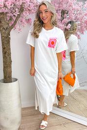 Le soleil T-shirt dress - Wit