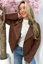 Cowgirl studded suede look jacket - Bruin