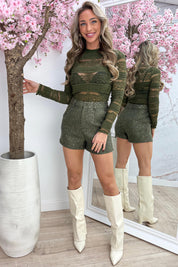 Laced in details topje - Army