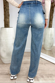 Overlayed skirt straight leg jeans - Jeans blue