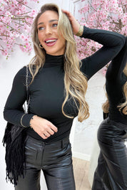 Long basic turtle neck topje - Zwart