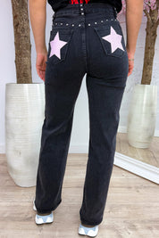 Starstruck studded straight leg jeans - Roze