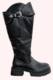 Studded leather boots - Zwart