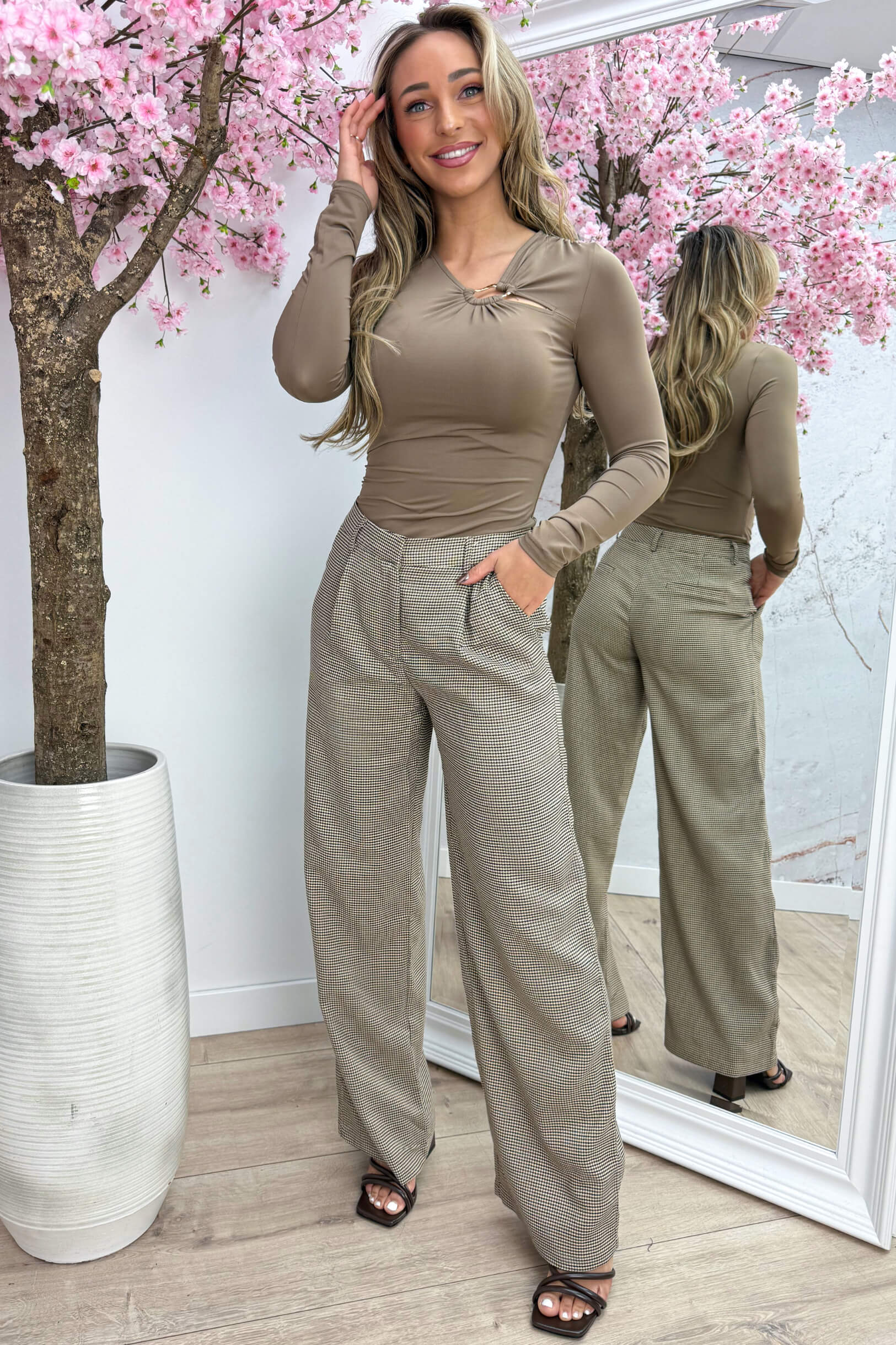 Gold ring travel topje - Taupe