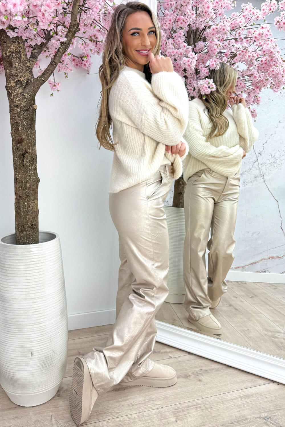 Balloon sleeve trui - Beige