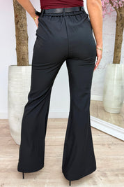 Classy flared pantalon (Incl. riem) - Zwart