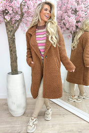 Snuggle up teddy trenchcoat - Cognac