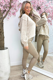Perfect embleem knitted trui - Dk. beige