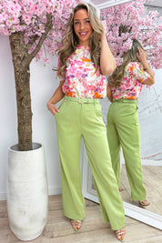 Belted pantalon (Incl. riem) - Olijf