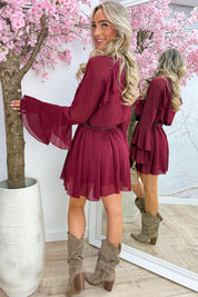 Joy ruffly dress - Bordeaux
