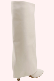 Leather look overlap heels - Beige