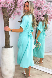 Draped bow dress - Mint